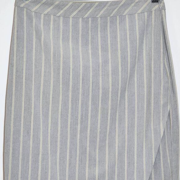 Banana Republic Gray Stripe Wrap Look Skirt Size 2 Preppy Straight Skirt - Picture 3 of 8